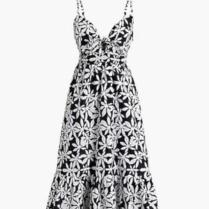 Tie-front cutout midi dress / Sundress / 10 / BLACK WHITE